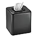 mDesign Modern Square Metal Paper Facial Tissue Box Cover Holder for Bathroom Vanity Countertops, Bedroom Dressers, Night Stands, Desks and Tables - Black