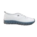 48+ hours - Zapato Muy cómodo con Plantilla Acolchada 859298 Cuero Mujer Color: Blanco/Jeans Talla: 41