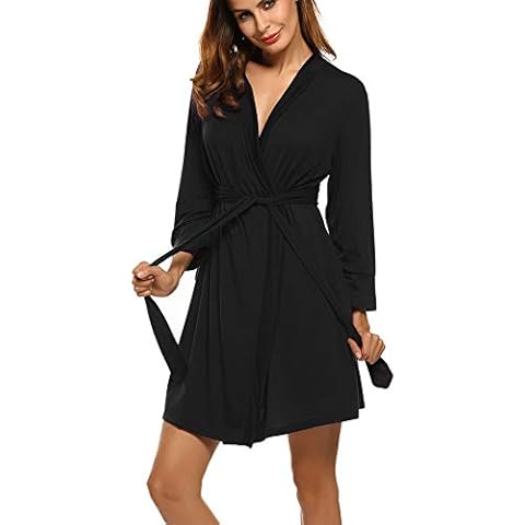 Ekouaer Women's Short Knit Bathrobe with Pockets Cover
