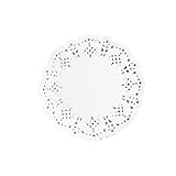 Daleweo 150 Stück Tortenspitze, 11,4cm Tortenunterlage Rund, Weiß Tortenspitzen, Spitzenpapier Geeignet Für Geburtstage, Hochzeiten, Partys, Kuchen, Pizzen, Pappteller Usw
