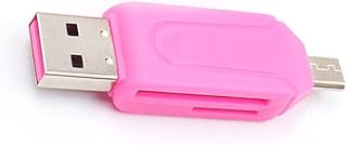 Micro USB2.0 Card Reader 2 in 1OTG Adapter Micro Portable Memory Card Reader for SD, Micro SD, SDXC, SDHC, Micro SDHC, Micro SDXC(Pink)