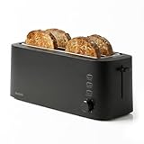 Brabantia Grille-pain, 2 fentes jusqu'à 4 tranches, Design Compact, Noir, 1630 watts, BBEK1028