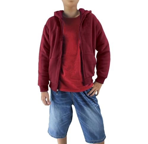 Boys' Fashion Zip Up Hoodie Plain Comfort Fleece Jacket Youth Heavyweight Sherpa Lined Sweatshirts3