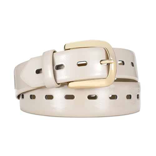 Women’s Nude Gray Patent Leather Belt with Gold Buckle, Stylish & Versatile Waist Belt for Dresses & Jeans”