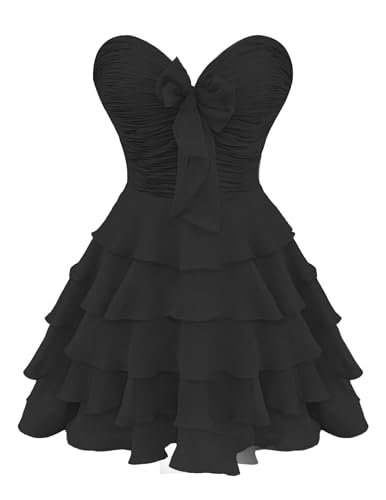 Strapless Homecoming Dresses Short 2025 Sweetheart Tiered Prom Party Dresses for Teens