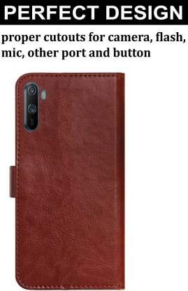 Image of Inktree Realme C3 PU Leather Vintage Flip Flap Cover Case with Stand /Wallet /Card Holder - Brown