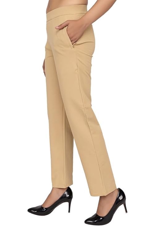 Image of Mlada All Day Cotton Track Pants for Women with 3 Zip Pockets | Regular Fit Mid Rise Track Pants with Stretchable Elastic Waist and Interlock Seams to Prevent Chafing