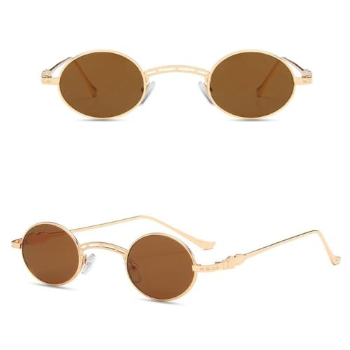 Lunettes de soleil ovales rouges en métal pour festivals et look hiphop