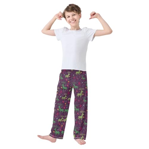 ZZXXB Merry Christmas Reindeer Boys Long Pants Soft Trousers Elastic Waist Kids Lounge Bottoms with Pockets S-XL2