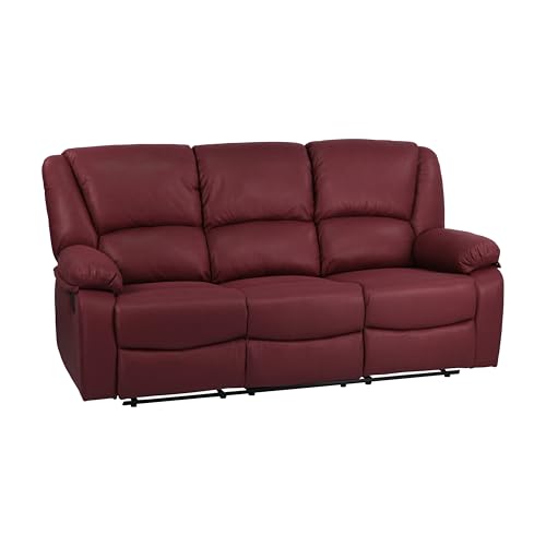 Totò Piccinni Set Divano 2 o 3 posti, Poltrona Relax CALIPSO Reclinabile, ImbottitI con Braccioli e Poggiapiedi (Effetto Nabuk Bordeaux, 3 Posti)