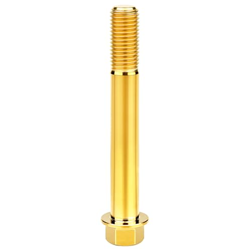 Image of Titanium Bolt M12 30 35 40 45 50 55 60 65 70 75 80 85 90mm Hex Small Flange Head for Motorcycle Car Modification Pack of 4 (M12x90mm Pitch 1.5, Gold)