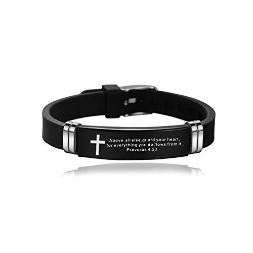 Pulsera ajustable de silicona con cruz religiosa unisex miniatura 1