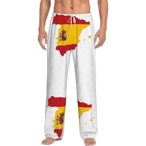 Pantalon de pyjama en flanelle avec imprimé carte Espagne - Confort Premium