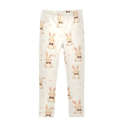 Cute Bow Rabbit Girls Leggings Soft Stretch Workout Yoga Dance Pants for Kids Casual Tights