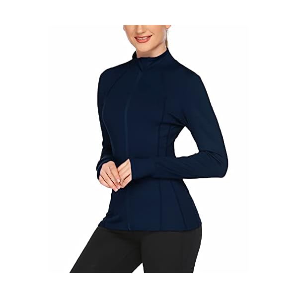 COOrun-Women-Workout-Jacket-Warm-Up-Jackets-Running-Zipper-Track-Tops-Thumb-Holes-Activewear-S-XXL COOrun Ladies Track Jackets Full Zip Up Sports Coat Slim Fitted Workout Jacket Thumb Hole Zipper Track Tops