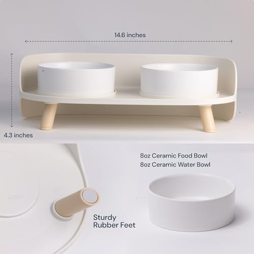 Malsipree Cat & Dog Bowls Elevated Set With Stand - Ceramic Raised Dog Bowls For Extra Small To Small Dogs & All Sized Cats thumb #5