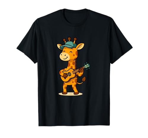 Cute Giraffe Playing Guitar Illustration for Music Lovers T-Shirt