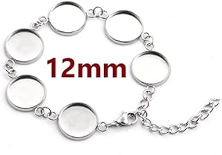 3 pcs. 304 Stainless Steel Silver Tone Chain Bracelets - 6.1' (15.5cm) - 12mm Bezels - Extends to 7.09' (20cm) with Extender Chain!