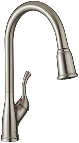 Brushed Nickel Kitchen Faucet with Pull Down Sprayer, Oakland Single Handle Kitchen Sink Faucet Single Hole High Arc Faucet for Kitchen Sink with 3 Function, Stainless Spot-Free, KSK1117-BN