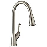 Brushed Nickel Kitchen Faucet with Pull Down Sprayer, Oakland Single Handle Kitchen Sink Faucet Sing