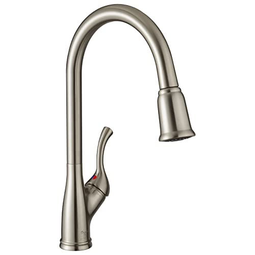 Brushed Nickel Kitchen Faucet With Pull Down Sprayer, Oakland Single Handle Kitchen Sink Faucet Single Hole High Arc Faucet For Kitchen Sink With 3 Function, Stainless Spot-Free, Ksk1117-Bn #TOP2