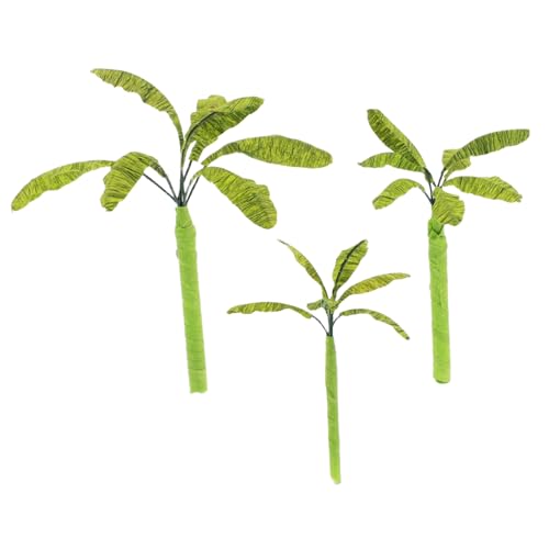 INOOMP 3pcs Banana Tree Model Artificial Mini Banana Tree Decoration for Miniature Scene Simulation Made of Material and Use