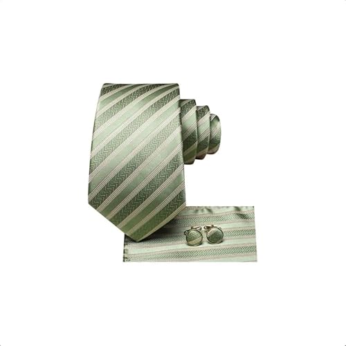 Set de corbata masculina de seda con pañuelo y gemelos miniatura 3