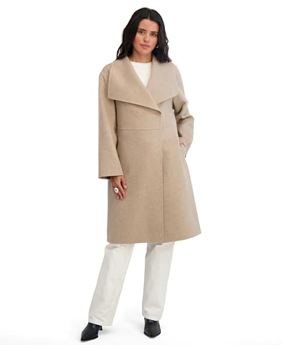 Image of T Tahari Women's Isabelle Asymmentrical Wool Coal with Belt
