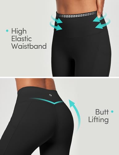 IUGA Capri Leggings for Women with Pockets Women's High Waisted Knee Length Capris Compression Yoga Pants Workout Leggings4