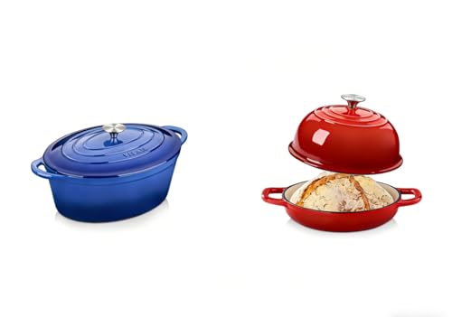 Velaze - Olla de Hierro Fundido,Olla Holandesa Esmaltada Antiadherente para Todas las Placas de Cocina 34cm/7.5L,Cacerola Holandesa Redonda Esmaltada