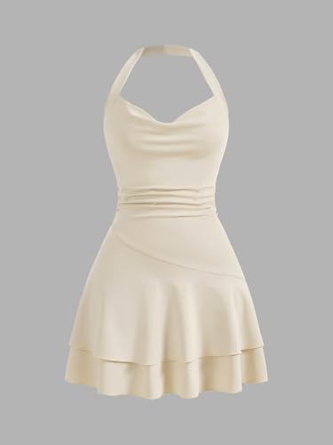 Image of SOLY HUX Cute Halter Mini Dresses for Women Summer Sexy Club Party Backless Short Sundress