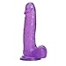 Realistic Dildos Jelly Dong, Crystal Dildo for Beginners with Strong Suction Cup, 7.8" Suction Dildo for Vaginal G-spot & Anal Play (Purple)