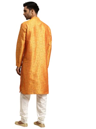 Sojanya (Since 1958 Men's Silk Blend Orange Printed Only Kurta Size 38
