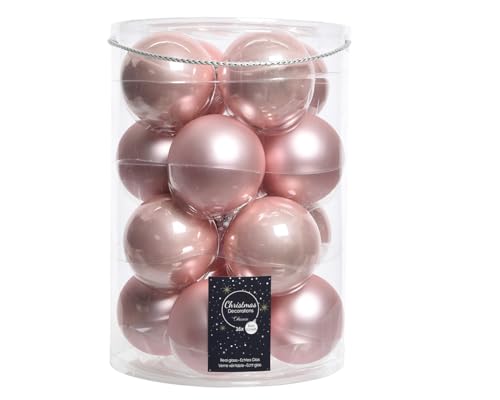 Weihnachtskugeln Glas 8cm x 16 Stück Christbaumkugeln rosa