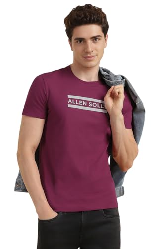 Image of Allen Solly Men's Round Neck T‑Shirt | Regular Fit | Soft Cotton | Chest Logo Print | Casual Everyday Wear