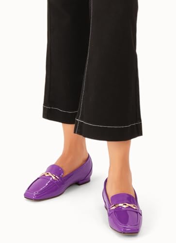 Image of Oh Mispares Womens Loafers Square Toe Low Heel Penny Loafers Fashion Comfortable Slip on Flats Casual Dressy Shoes for Women Work Office Patent Leather