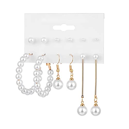 XPEX 6 paires de boucles d'oreilles en perles, boucles d'oreilles assorties, ensemble de boucles d'oreilles, bijoux de perçage d'oreille multiples pour femmes et hommes Cover