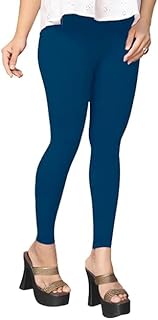 rti group Women Solid Premium Cotton Ankle Length Leggings | Mid-Waist | Stretchable Ankle Length Leggings for Women - Pack of 1 (Peacock Blue)-picture-50