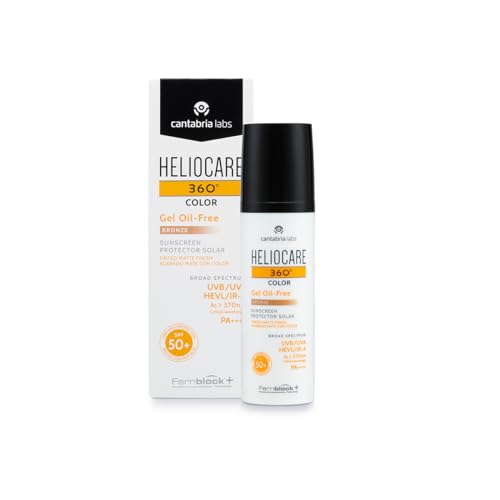 Heliocare 360º Color Gel Oil-Free SPF 50+ - Fotoprotección Avanzada con Color, Textura Ligera, Pieles Mixtas o Grasas, Acabado Mate y Tacto Seco, Bronze, 50ml