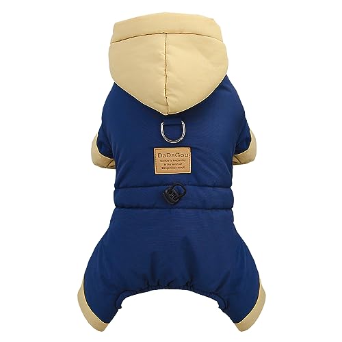 Izefia Hundemantel Winddichte Jacke Kalter Wettermantel 4-Beine Warmer Jumpsuit Winter Dicker Mantel Schneefeste Kleidung Baumwolle Hundemantel für Kleine Hund Mittlere Katze