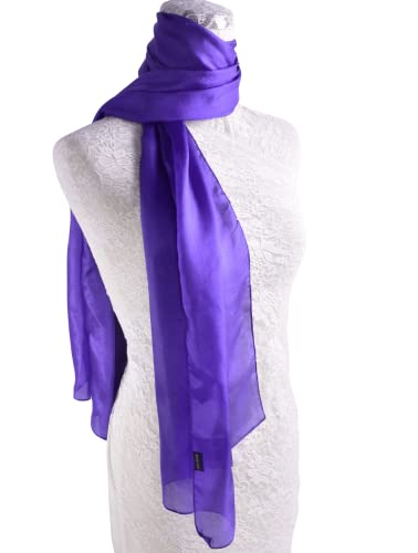 Jane Pearl 100% Chiffon Silk Women Light Weight Soft Long Scarf Shawl Covers Solid Shaded Colors4