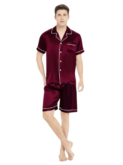 bellababebysk Deep Red Half Sleeve Night Suit with Shorts & Contrast Piping-picture-20
