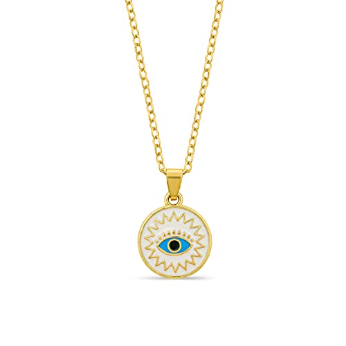 Enamel Evil Eye Necklace For Women Jewelry Evil Eye Sun Luck Charm Enamel Chain Necklace Tarnish Free Evil Eye Charms Blue Eyes Pendant Protect Me Eye Necklace #TOP4