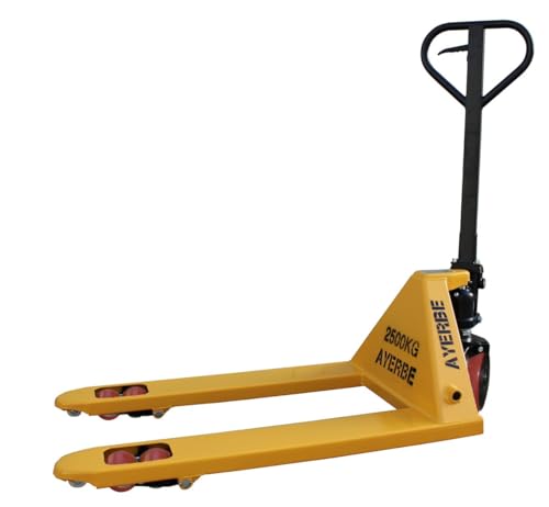 Ayerbe 0003345 Transpaleta Manual con Pala Corta y Ancha, Capacidad de Carga Hasta 2000 Kgs