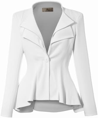 Hybrid & Company womens Classic Casual Work Office Dressy Double Lapel Single Button Peplum Comfortable Blazer