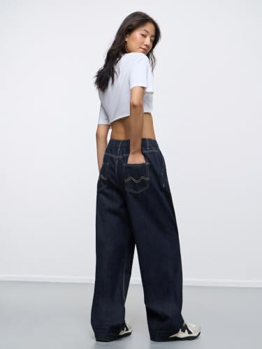 Image of The Souled Store: Barrel-Fit Denim: Women and Girls Washed Cotton Twill Barrel Fit Lightweight Adjustable Rise Everyday Casual Denim Jeans