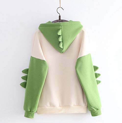 Womens Teens Cute Animal Cute Dinosaur Cosplay Cartoon Shirt Hoodie Hoody Top Jumper Sweatershirt Green #TOP2