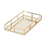 MJWDP Caja de almacenamiento de vidrio de metal joyería de bandeja de oro caja de visualización cosmética caja de almacenamiento de cocina caja de almacenamiento de cocina