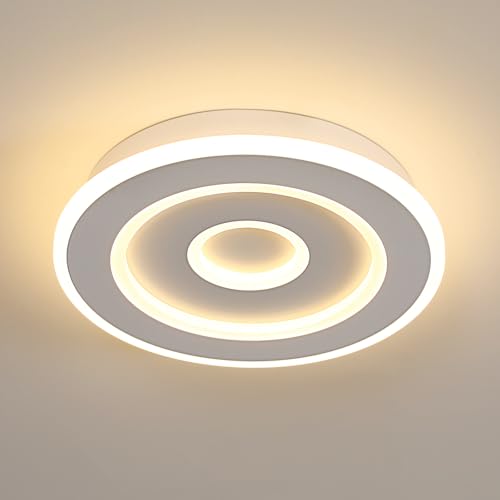 Lampe de plafond LED 3150LM en acrylique blanc au design rond de 28cm