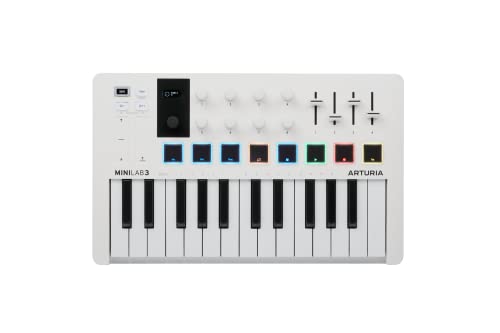 Image of Arturia MiniLab 3 - Universal MIDI Controller for Music Production, with All-in-One Software Package - 25 Keys, 8 Multi-Color Pads - White (Pack of 5)